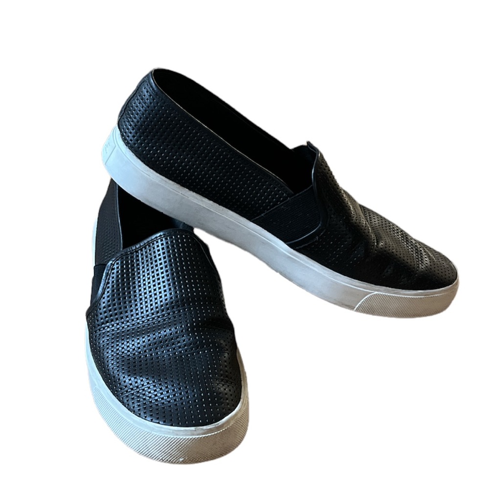 Vince Black Leather Slide On Sneakers Size 8.5